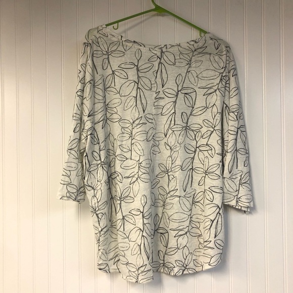 Cynthia Rowley Leaf Print Women's Short Sleeve VNeck Top 100% Linen XXL READ - Picture 4 of 4